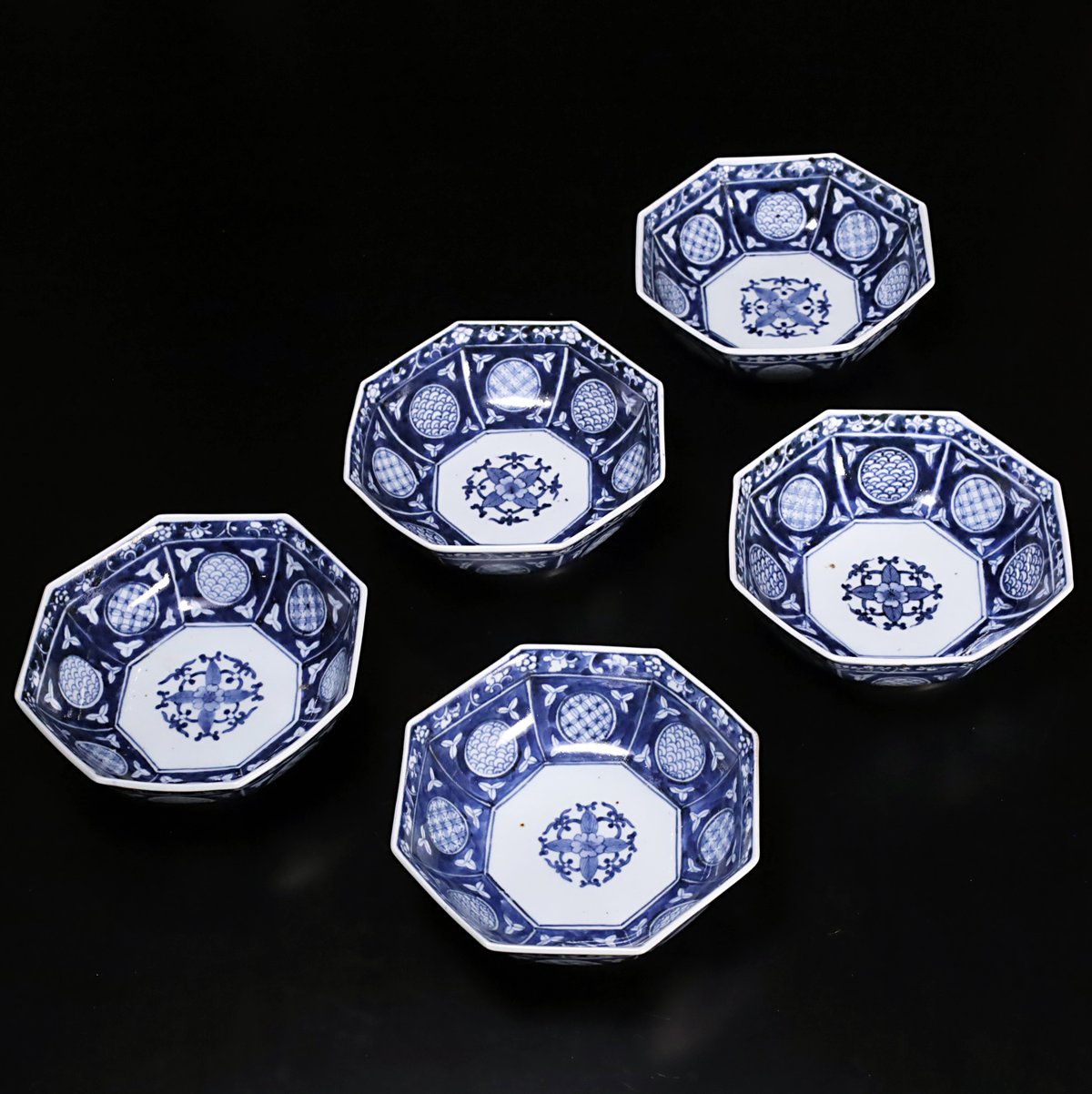 古伊万里 伊万里 染付 麒麟の図 8角鉢 アンティーク伊万里 11客