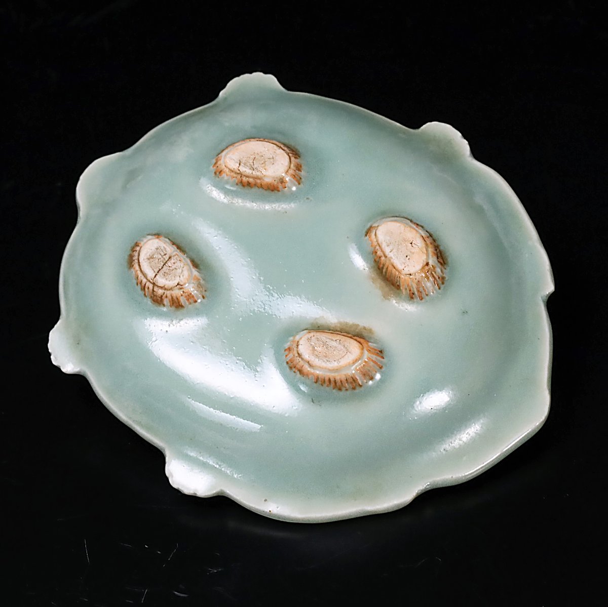 三田青磁 幾何学紋 草紋の図 火入れ D876AS-Bks 三田青磁 幾何学紋 草