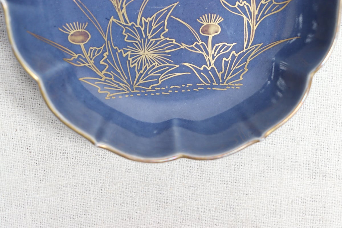 古伊万里瑠璃金彩あざみ図なます皿5枚 [B25909] 古伊万里瑠璃金彩