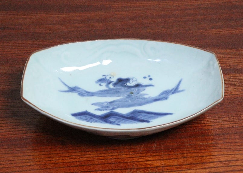 江戸中期染付鮎図舟形皿 | 吉祥寺PukuPuku