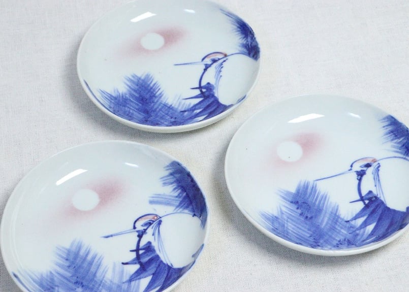 明治後期～大正染付松鶴図5寸皿 | 吉祥寺PukuPuku