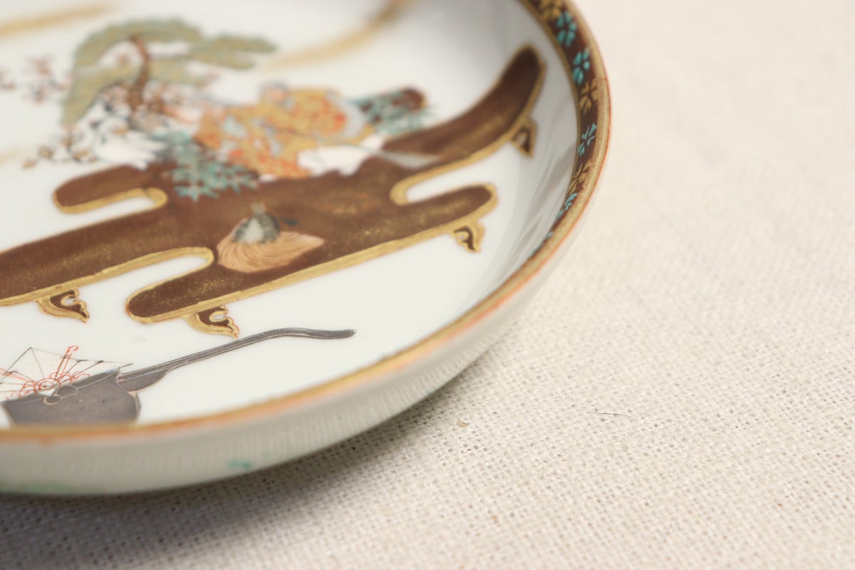 九谷焼 高砂・尉と姥図 一尺五寸 大皿】 九谷焼 高砂・尉と姥図 一尺五