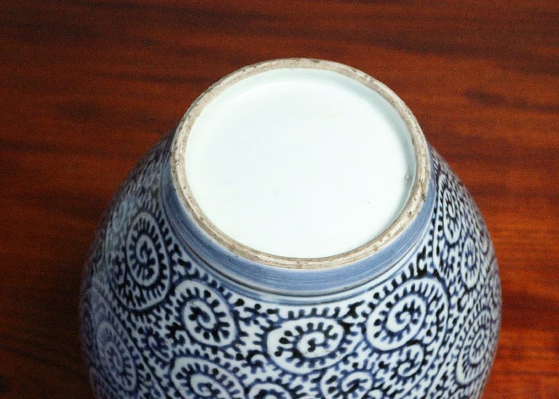 古伊万里 大鉢『波に跳ねうさぎ』蛸唐草文 染付 江戸期 古