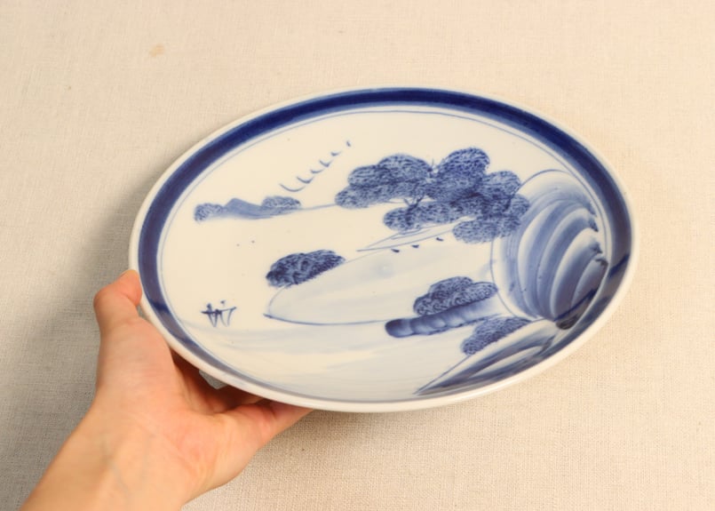 大正～昭和戦前染付山水図8寸皿 | 吉祥寺PukuPuku