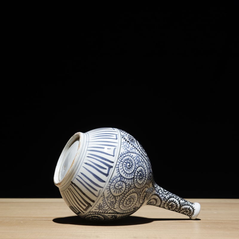 江戸時代 染付 蛸唐草 花入 一対 タトチ 東①さ5-0214① 江戸