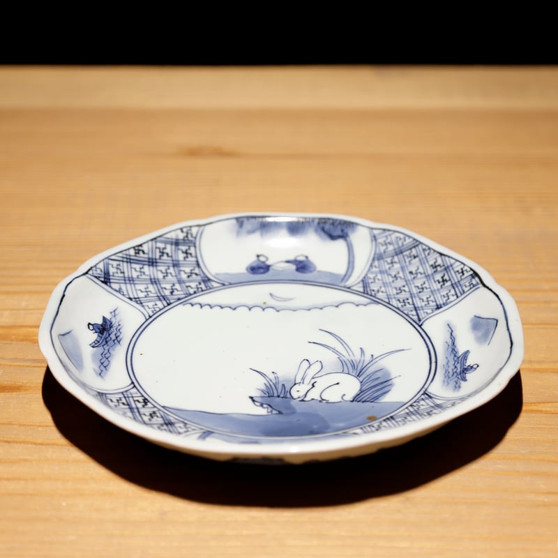 古伊万里 伊万里焼 うさぎ 染付 1客 古伊万里 染付平皿 兎柄 | 古物屋