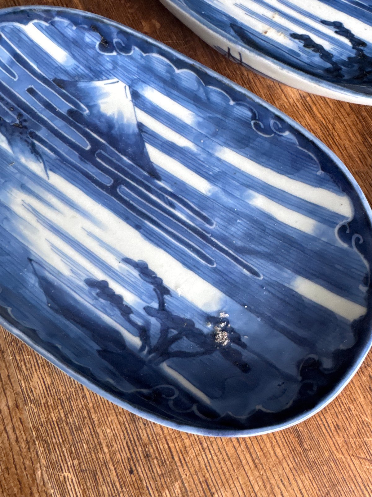 古伊万里 染付富士図楕円皿 5客セット | Kaikaroman ONLINE STORE