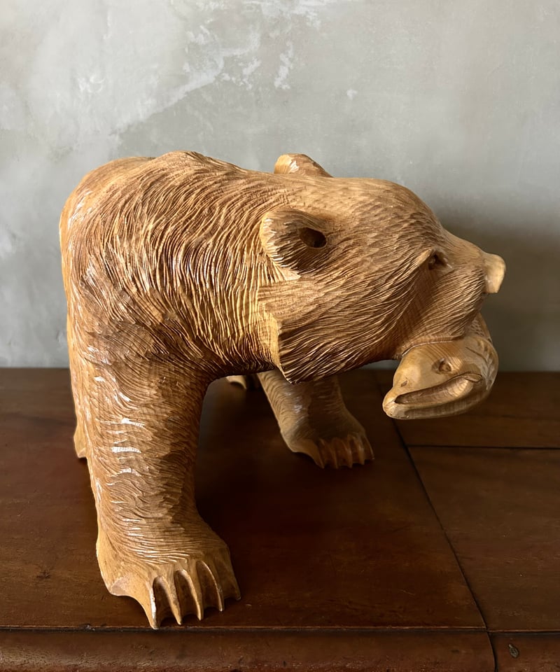 木彫り熊 /アイヌ/ヴィンテージ/鮭/置物/民藝/大きい | 骨董