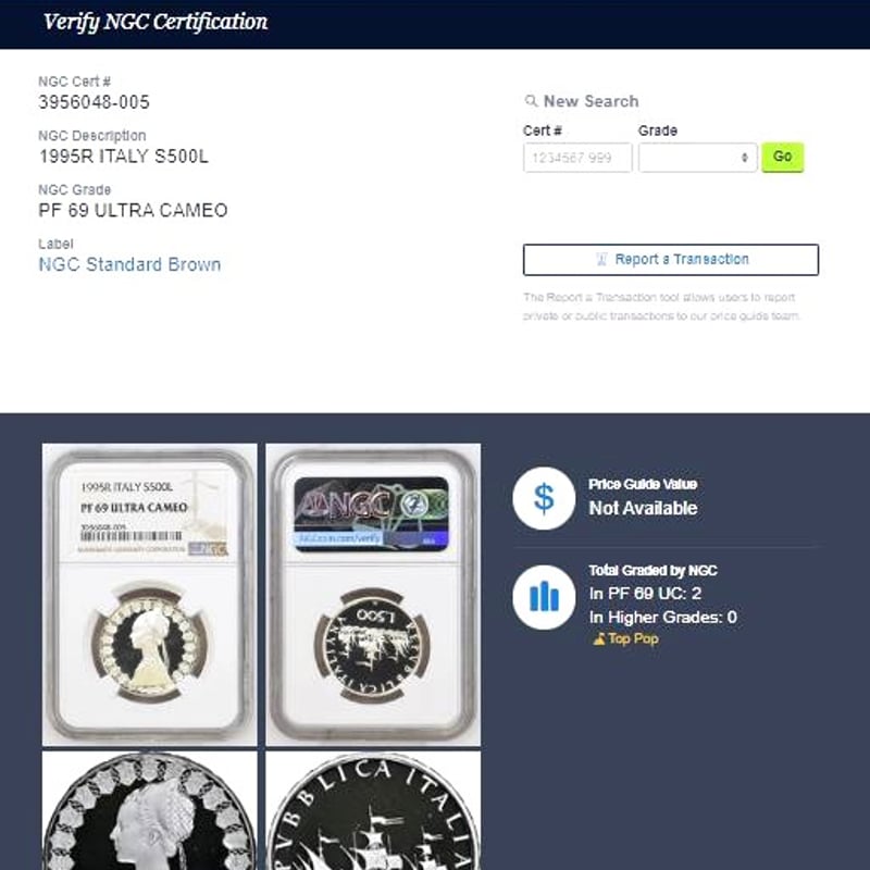 1995年 イタリア コロンブス 500リラ 銀貨 PF69 NGC 最高鑑定品 | Coin