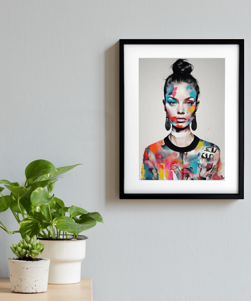 パステルカラー抽象画 モダンアート額縁付き・アブストラクト