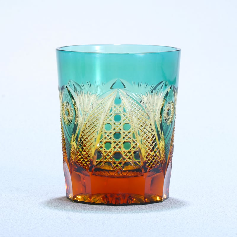 ぱ*だ様 未使用品 黒木国昭作 綾切子 オールドファッショングラス 共