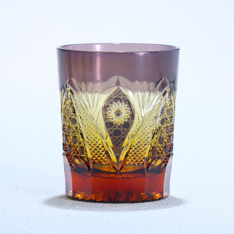 オールドファッション「綾切子」 アンバー/パープル | グラスアート