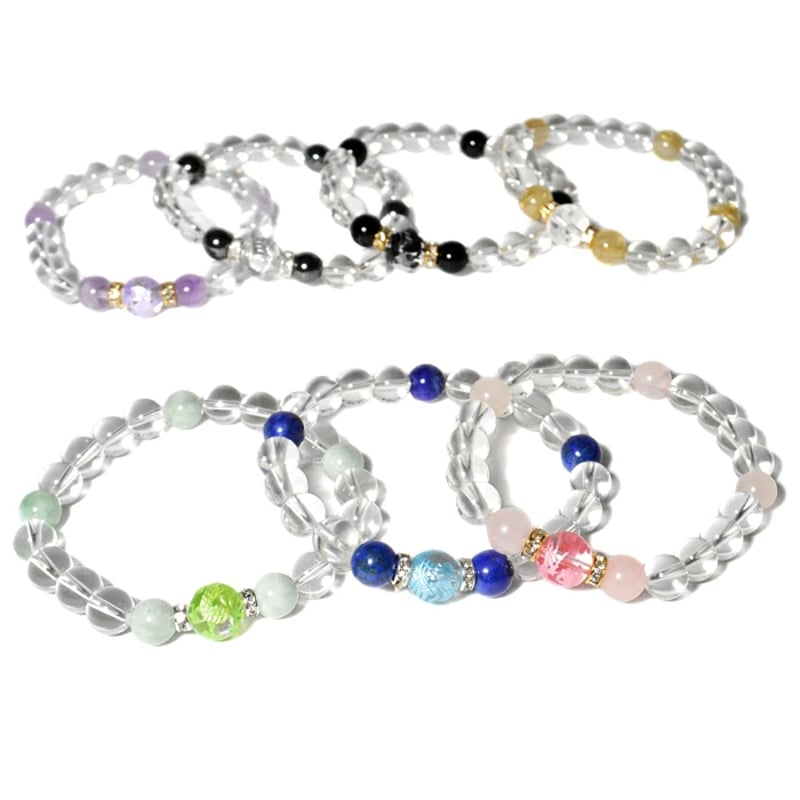 龍彫り 水晶 ブレスレット ※7種類から選べる 五爪 青龍 辰 he14124