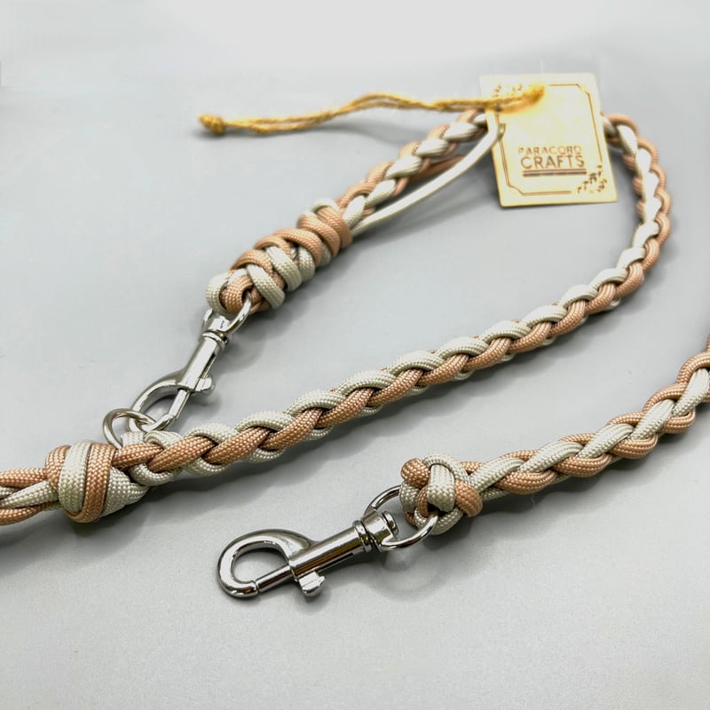 パラコード カフェリード【小型犬用（ピンクベージュ×ライトグレー