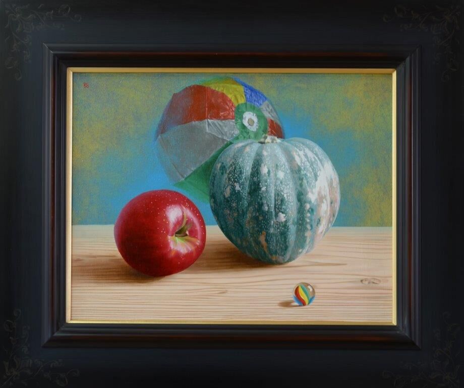 ほこのきしんきち かぼちゃ 油彩額 真作 500x0.jpg