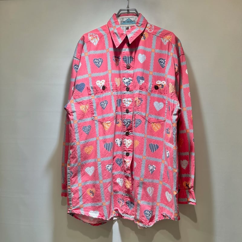 ラブリーピンクのハート柄シャツ IGT3757 | 古着屋mumu