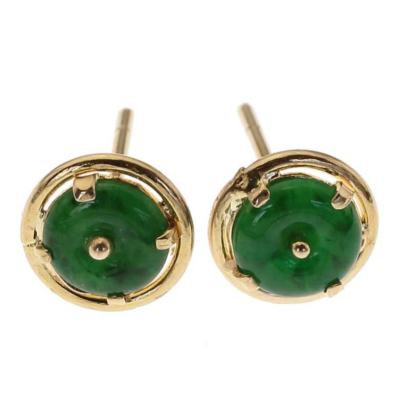 GALLERY megumi 保証書付き K18 天然 翡翠 スタッド ピアス ひすい