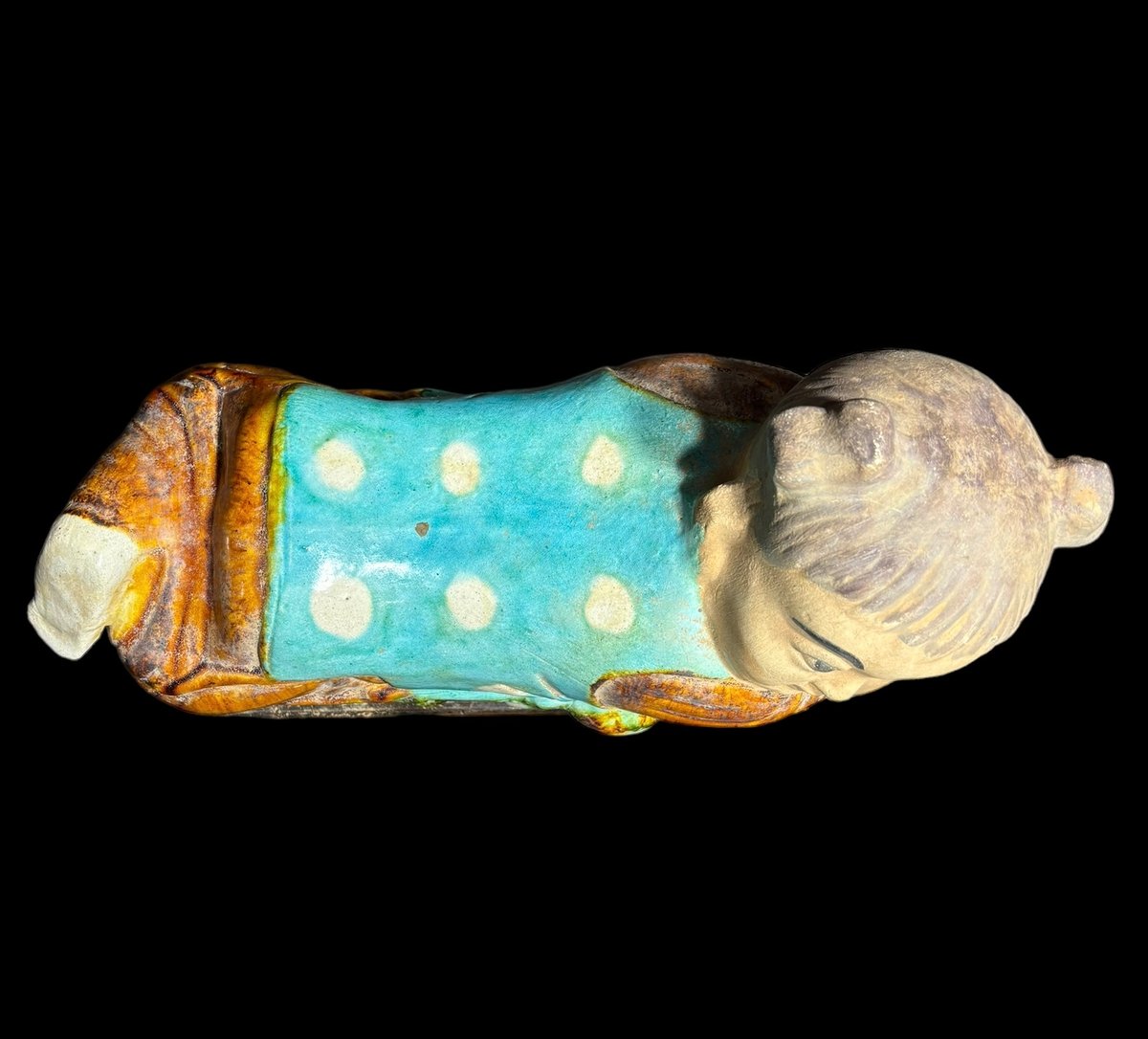 中国美術 古玩 色絵陶人形 陶器人形 高さ約20cm 置物 オブジェ 古董品