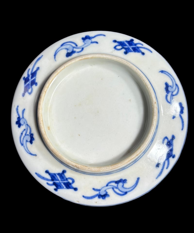 茶碗 ご飯茶碗 染付 印判 希少 コウモリ 大正 昭和初期 貫入 【公式通販】