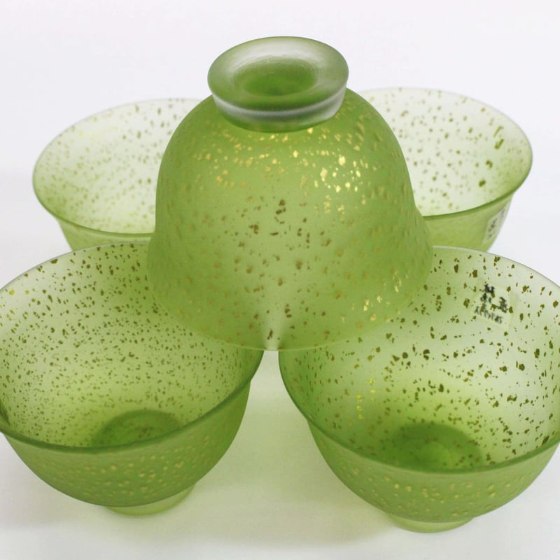 特選品 玻璃の匠 吉田勝美作 マルティグラス金箔入りガラス小茶器揃