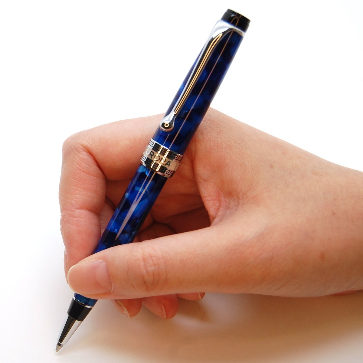 aurora アウロラ オプティマ ブルー 青いマーブル模様 ボールペン