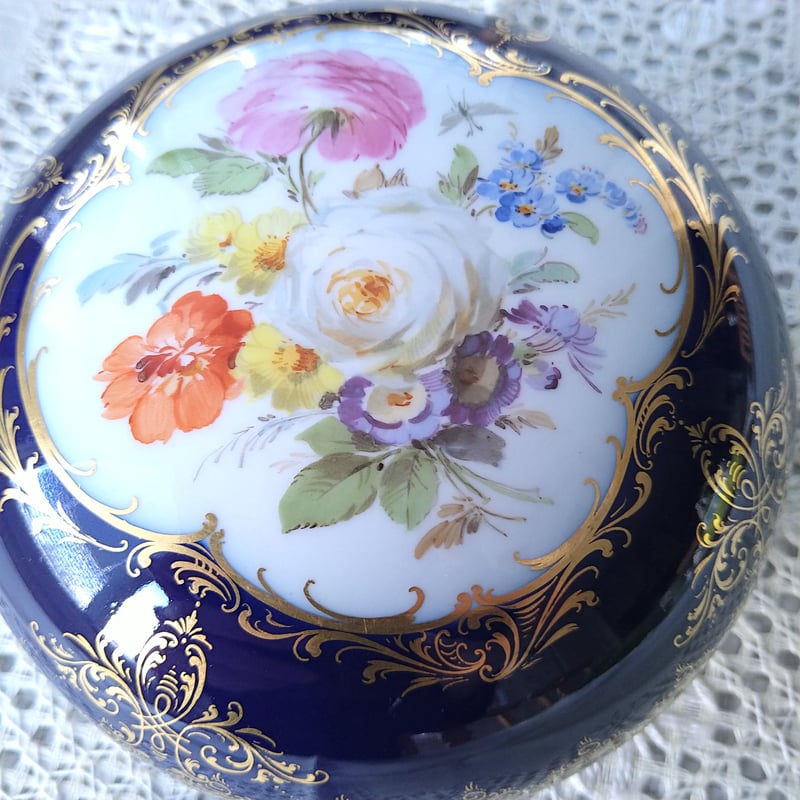 マイセン 花文蓋物 Meissen マイセン 花文 蓋物 小物入れ シュガー