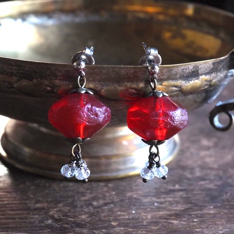 ボヘミアガラス 朱色 ボウル 32cm 花生け ボヘミアガラス 朱色 ボウル