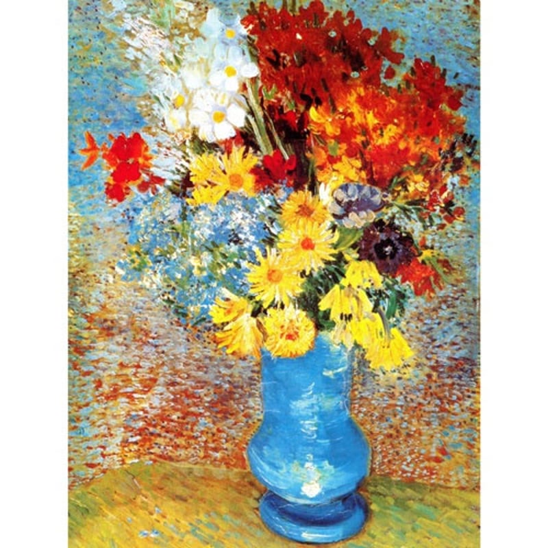 ゴッホ模写 油絵 額縁付き30×40cm 名画インテリア 油彩画 花瓶に生けた