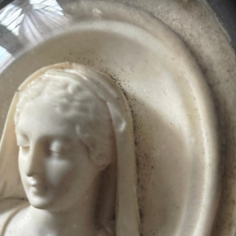 MATTEI銘 聖母マリア 小さな メダイヨン 額装品 彫刻 h12cm フランス