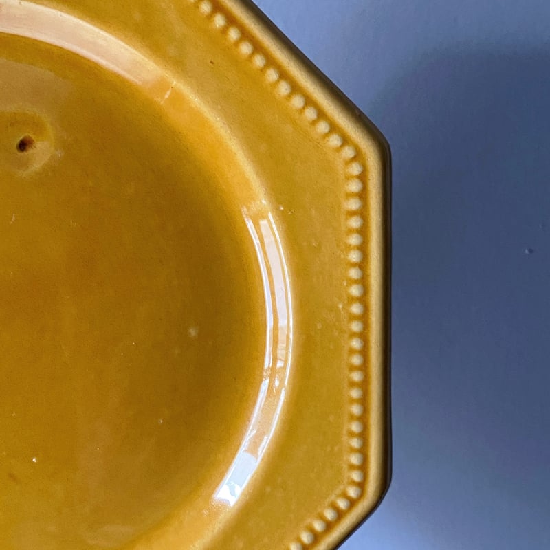 ピション PICHON 黄釉 オクトゴナル 平皿 ヴィンテージ b 0501130 | ji