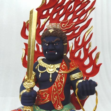 Bフライデー 希少台座☆極彩色 不動明王半跏像7寸☆高さ：約57cm B
