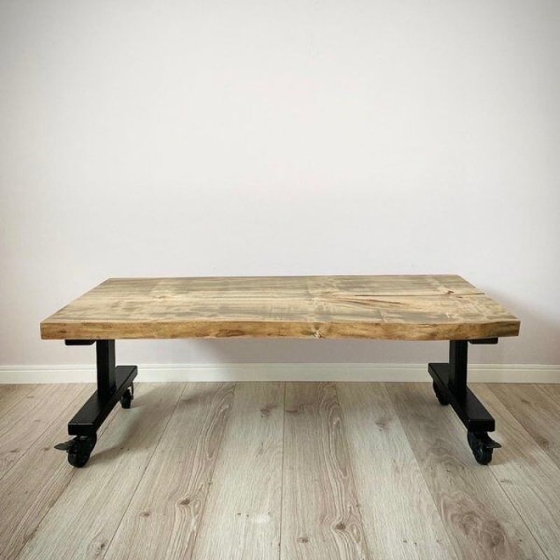 一枚板テーブル 栃 トチ アイアン ローテーブル ソファーテーブル 別荘