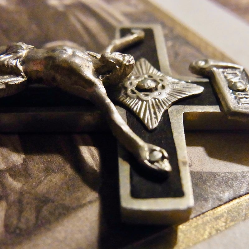 フランス アンティーク 木製 メタル クロス キリスト 十字架 磔 | café