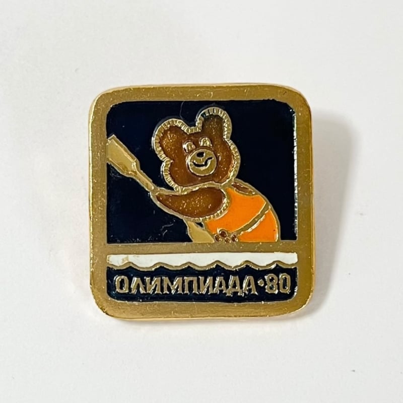 ソビエト モスクワオリンピック ミーシャ スクエアバッジ パドル