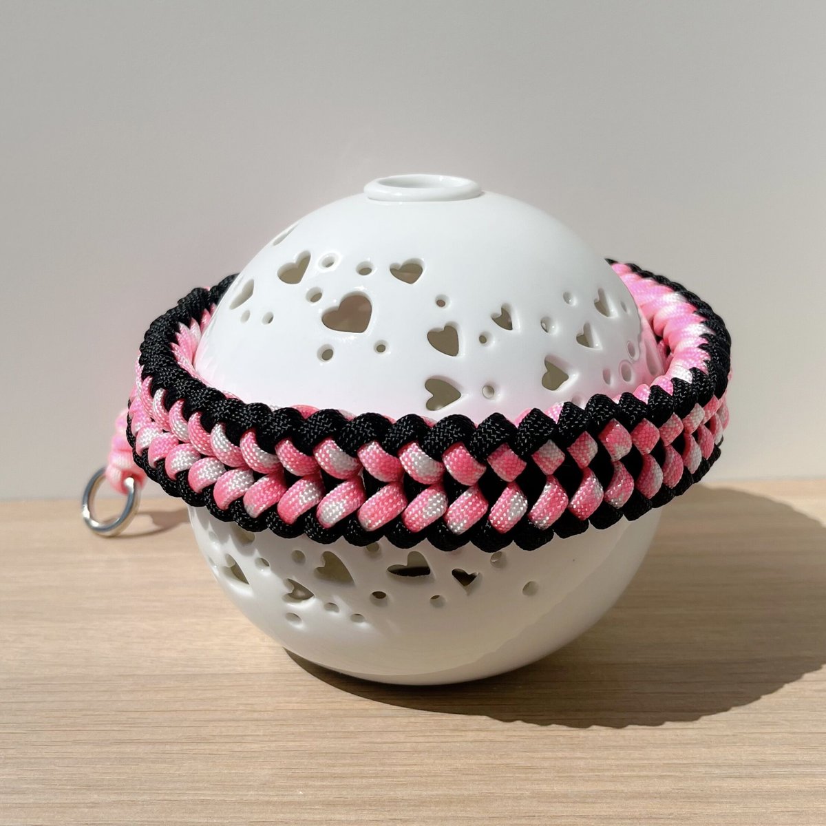 パラコード首輪 ハーフチョーク お花いっぱい ピンク No.0143 パラ