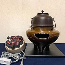 浄雲作唐銅面取風炉＆野々田電熱器500W囲炉裏/お茶道具、共箱