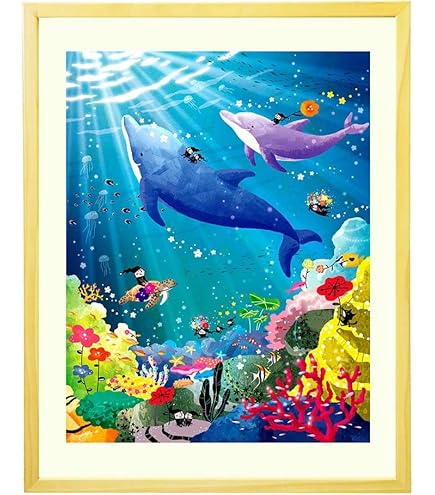 Amazon.co.jp: C・ラッセン◇【スイム・イン・ザ・ムーン】◇アート