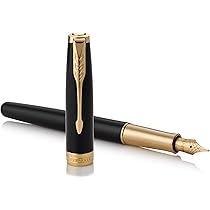 最終値下げ！！Parker 万年筆 黒色 ゴールド装飾18k インク5本セット