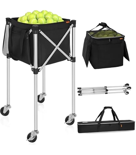 Amazon.co.jp: テニス馬鹿 キャスター付きボールバスケット 努力は