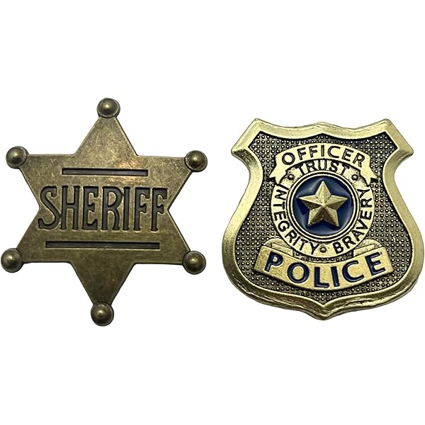 シルバーバッジセット 星と葉のデザイン 警察 レプリカ シルバーバッジ