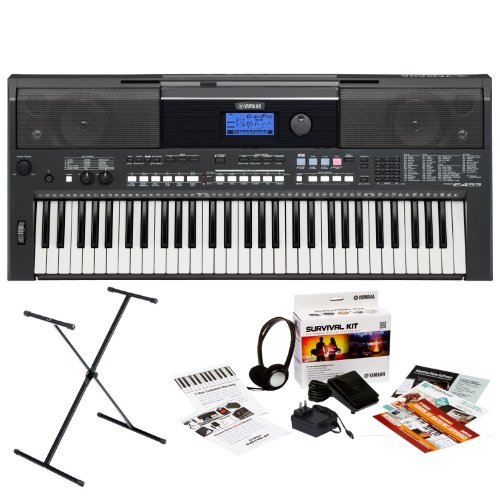 Yamaha PSR-E433 61-Key Portable Keyboard Bundle with Yamaha X