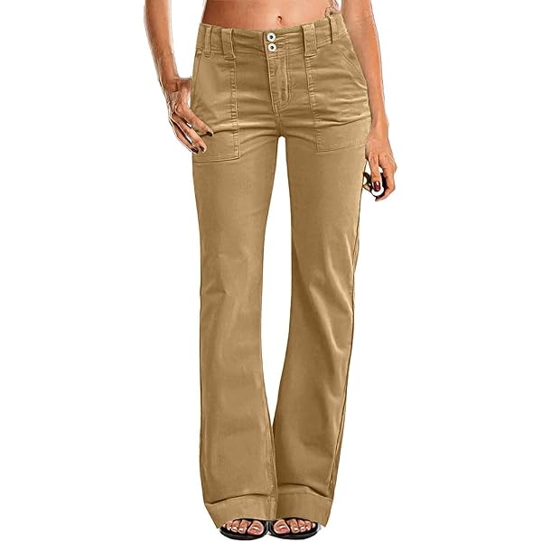 Casual Chion Women's Stretch High Waisted Twill Wide Leg Dress