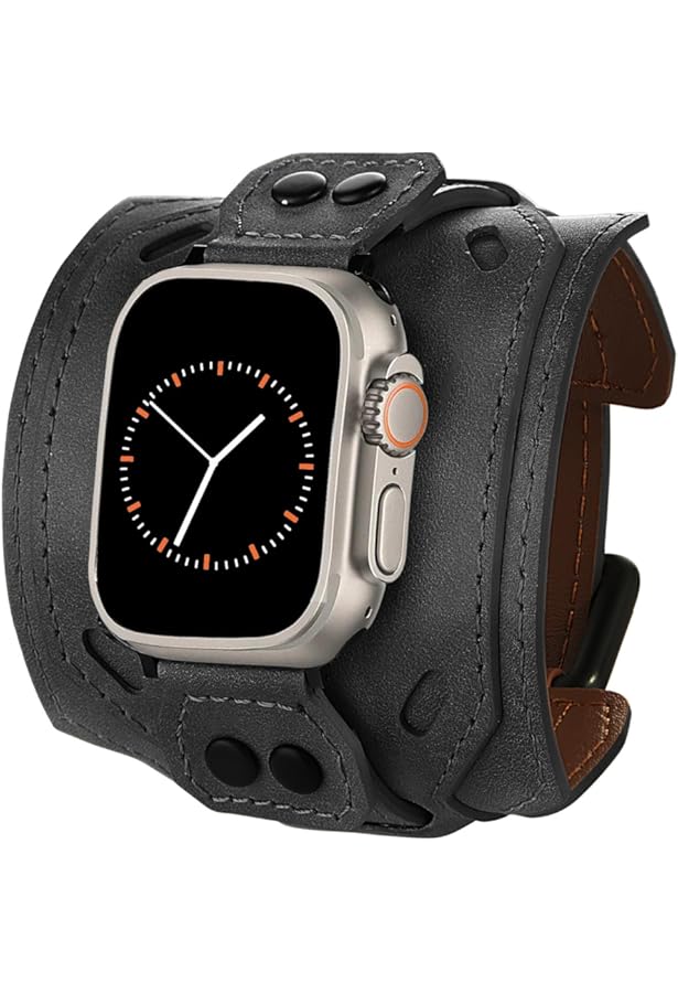 Amazon.com: VIKOROS Wide Leather Cuff Compatible with Apple Watch