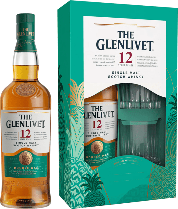 The Glenlivet 12 Year Old Single Malt + 2 glasses - Speyside