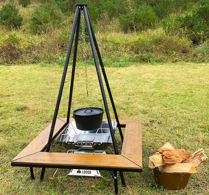囲炉裏テーブル アウトドアテーブル たき火テーブル LOGOS 2WAY囲炉裏