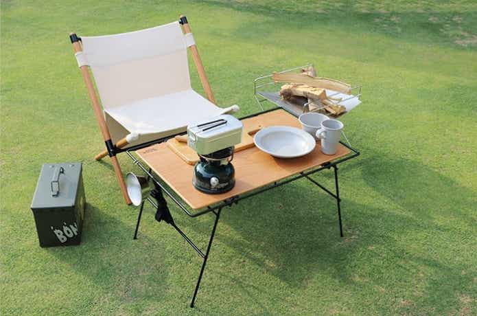 折りたたみ式ローテーブル（オルテガ柄） アウトドア・キャンプ 木製