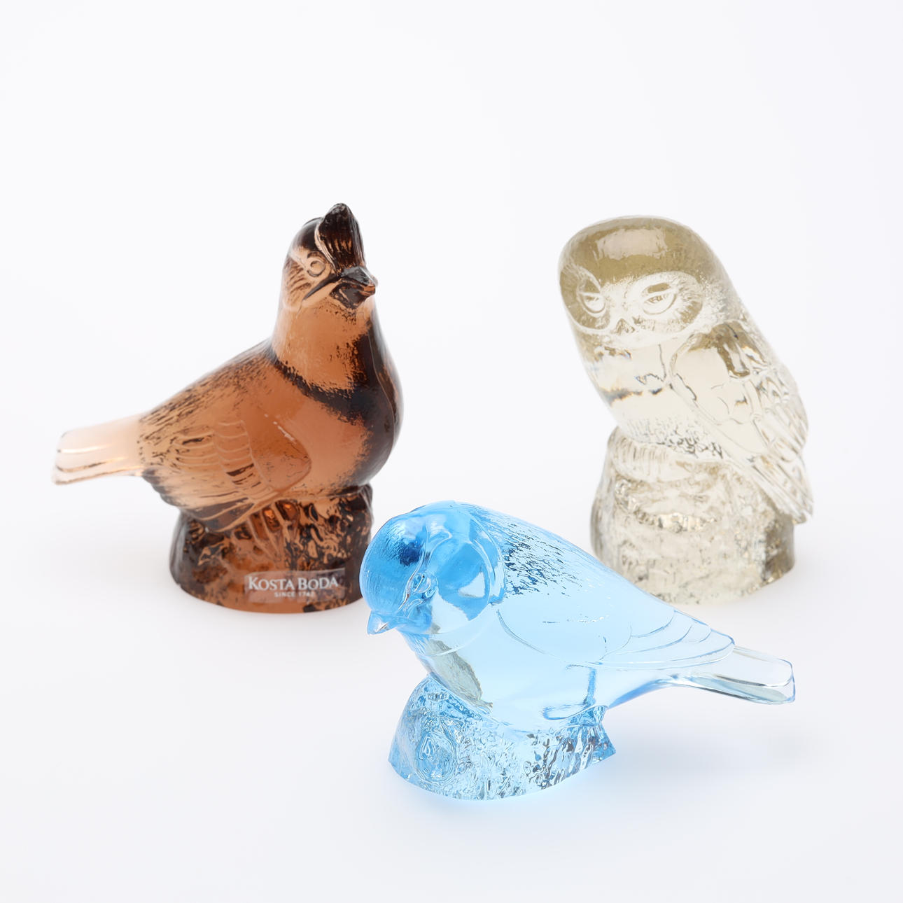PAUL HOFF. FIGURINES, 8 pieces, glass, Kosta Boda for WWF. Glass