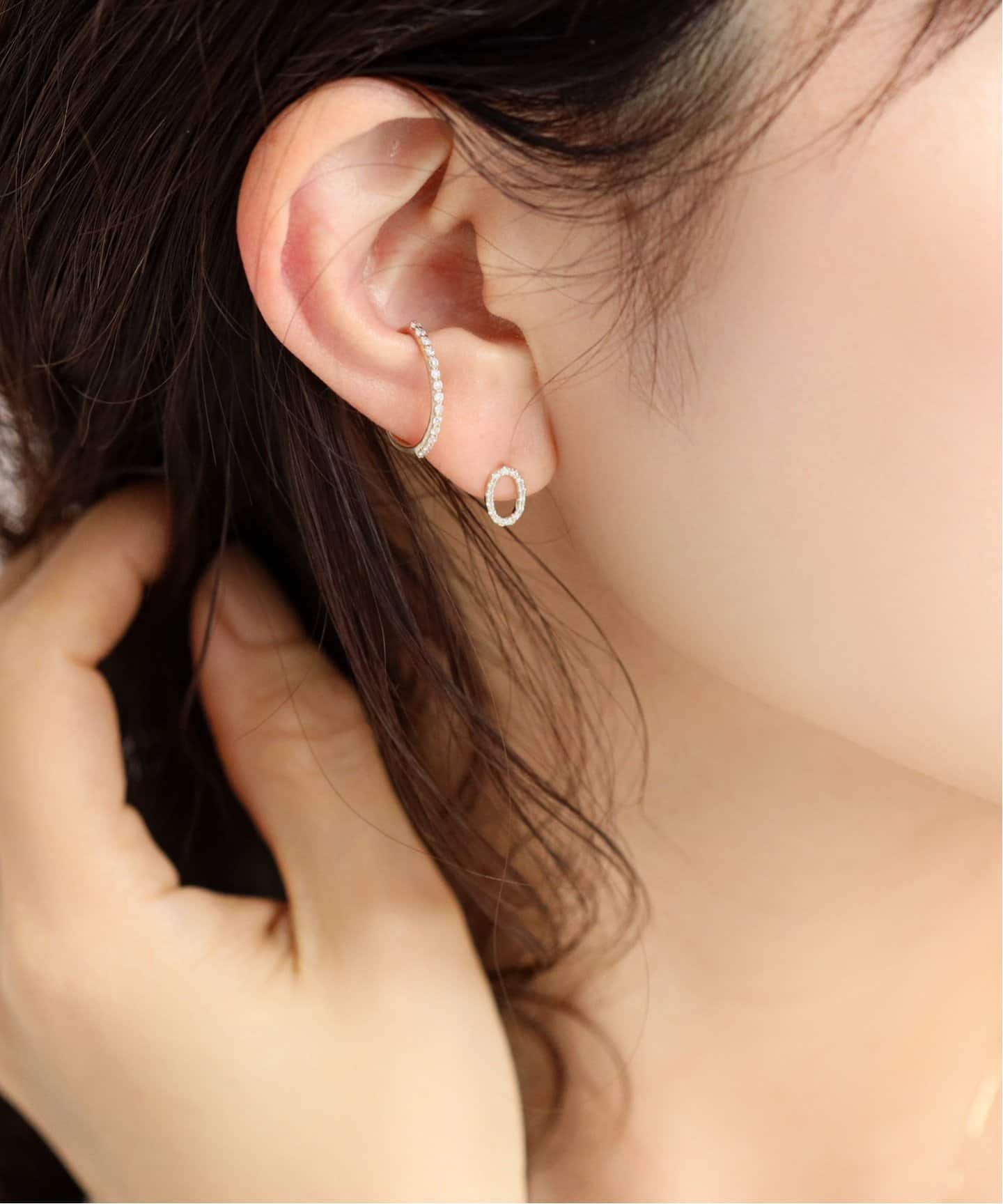 オーバルラインダイヤピアスK10 2P（ピアス（両耳用））｜Lilas（リラ