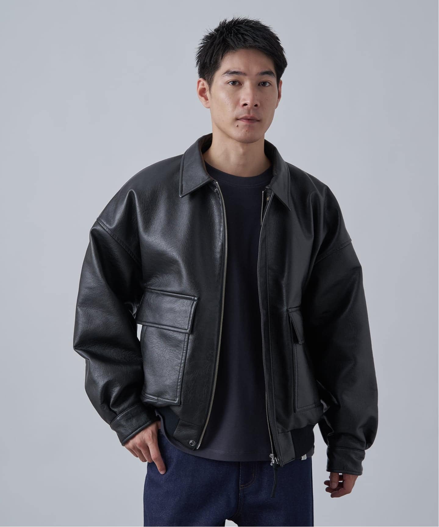 フェイクレザー A-2 ブルゾン（レザージャケット）｜B.C STOCK（ベー