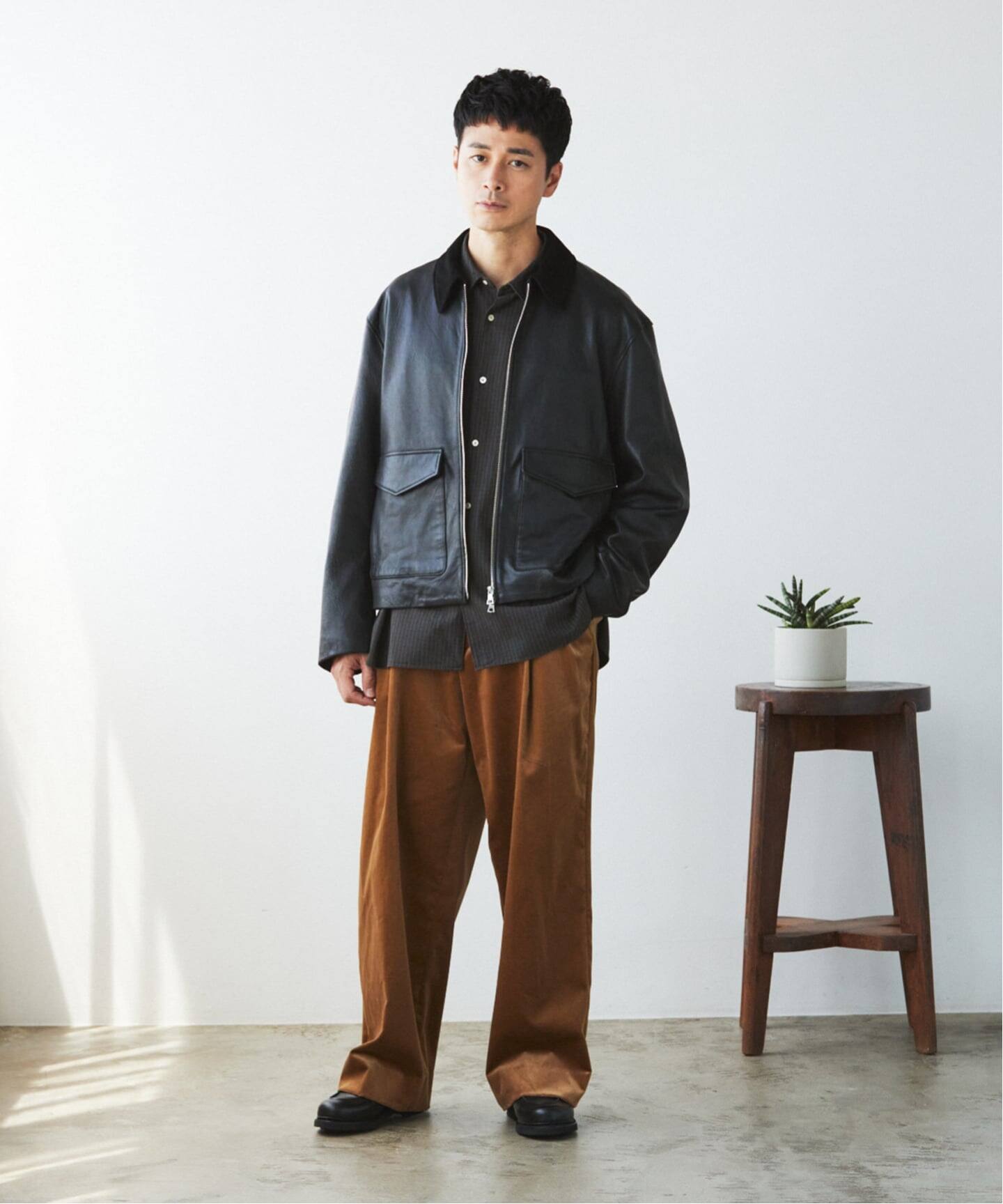 LA BOUCLE (ラブークル) LAMB LEATHER FLIGHT ジャケット（レザー